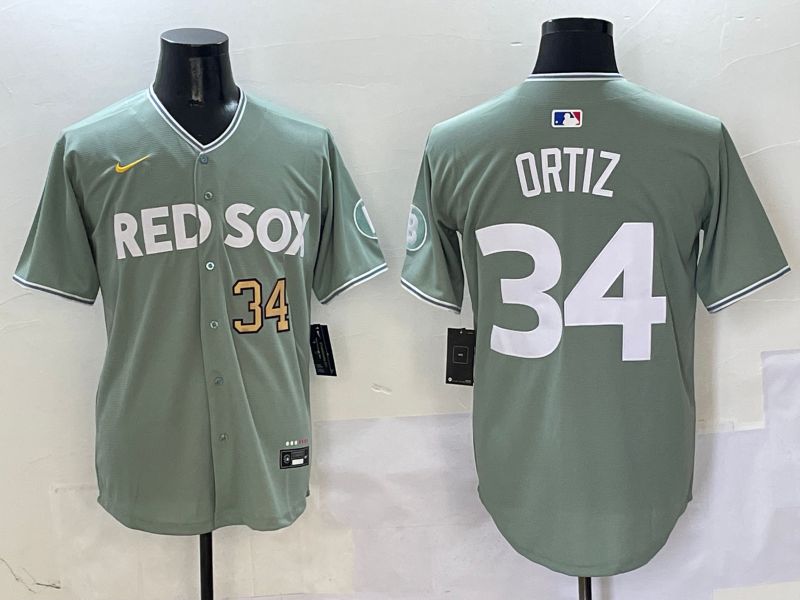 Men Boston Red Sox 34 Ortiz Green Joint Name Game Nike 2025 MLB Jersey style 2